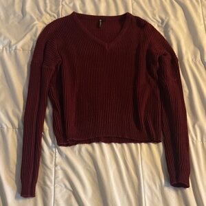 Poof! Burgundy V-Neck Sweater